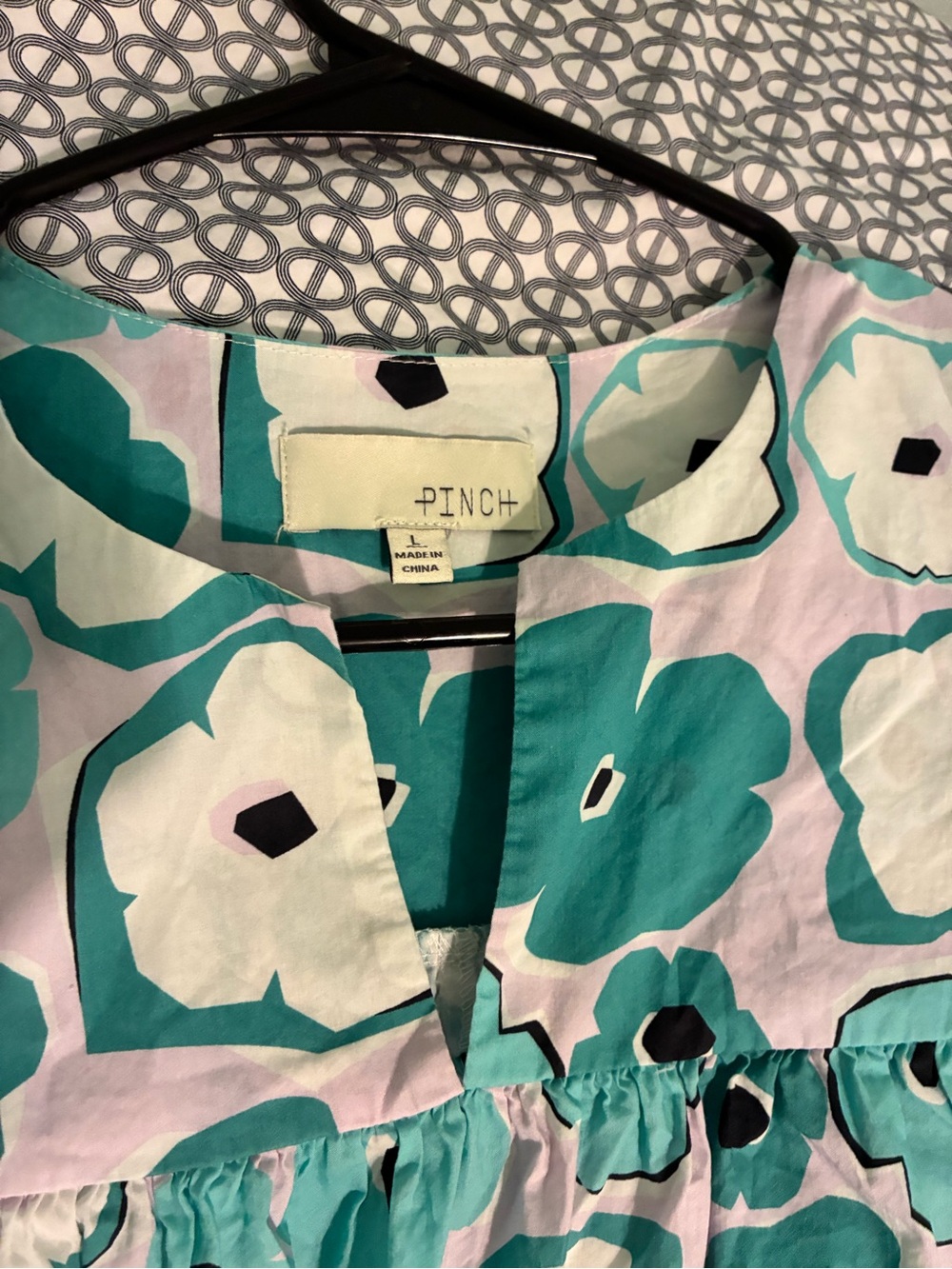 Pinch Floral Puff Sleeve Maxi Dress in Teal and White floral size large - Picture 12 of 13